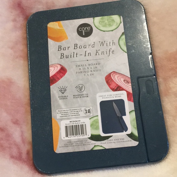 Core Cutting Bar Board with Built In Knife 18.5x6”, knife 3.5” NWT Navy Blue - Picture 16 of 16